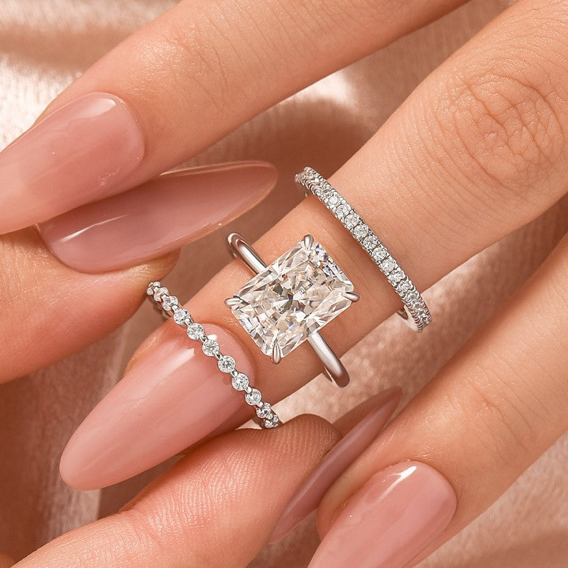 Aurevyn Moissanite 4.5Ct Solitaire Radiant Cut White Gold Travel Bridal Set