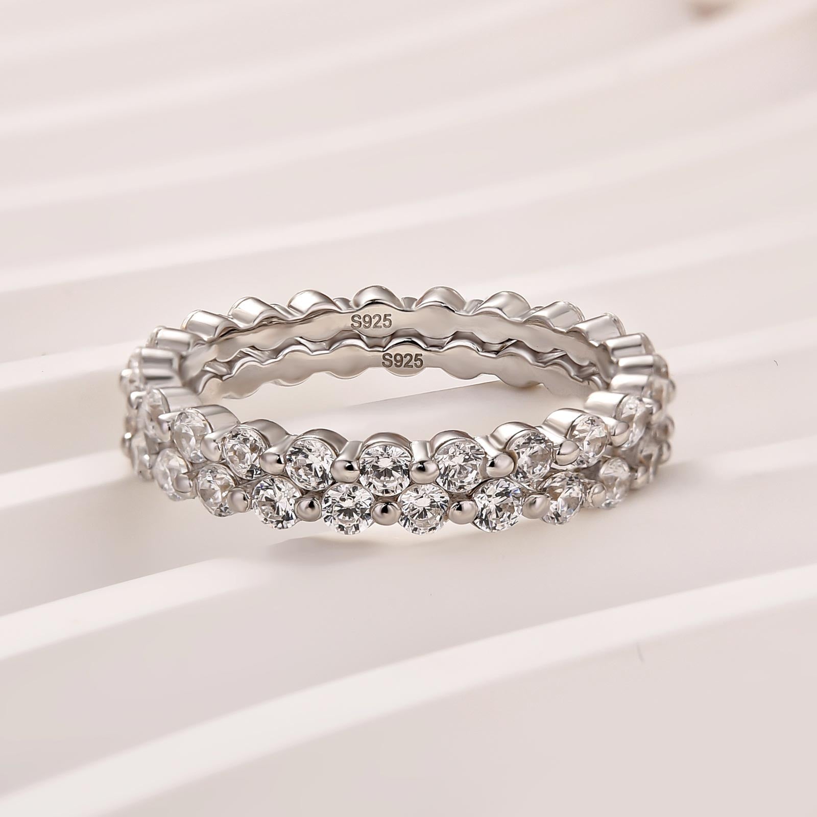 Aurevyn Moissanite Round Cut White Gold Wedding Band Set