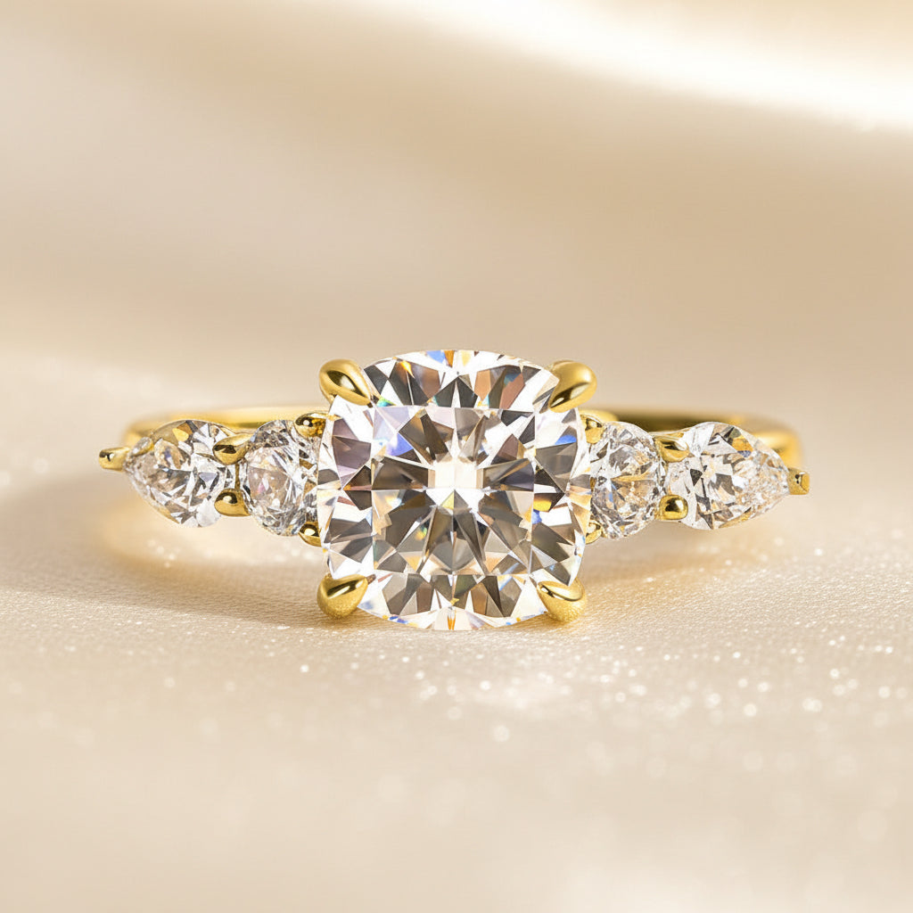 Aurevyn 2.0 Ct Cushion Yellow Gold Bridal Ring