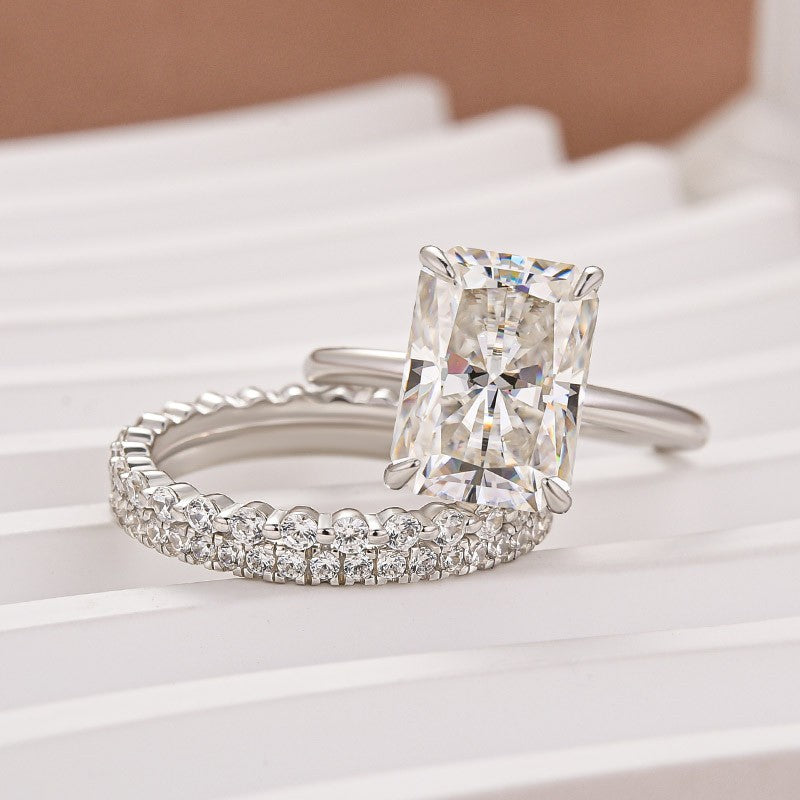 Aurevyn Moissanite 4.5Ct Solitaire Radiant Cut White Gold Travel Bridal Set