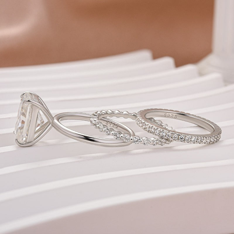 Aurevyn Moissanite 4.5Ct Solitaire Radiant Cut White Gold Travel Bridal Set
