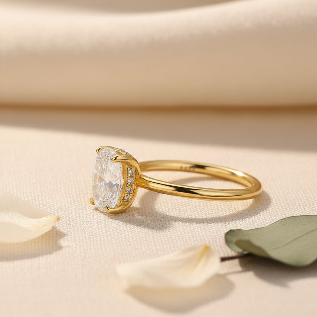 Aurevyn Moissanite 2.5 Ct Cushion Cut Solitaire Yellow Gold Promise Ring For Women