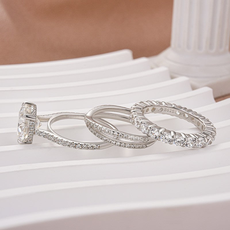 Aurevyn 4.0 Ct Round Cut Moissanite Diamond Wedding Ring with Twist Bands