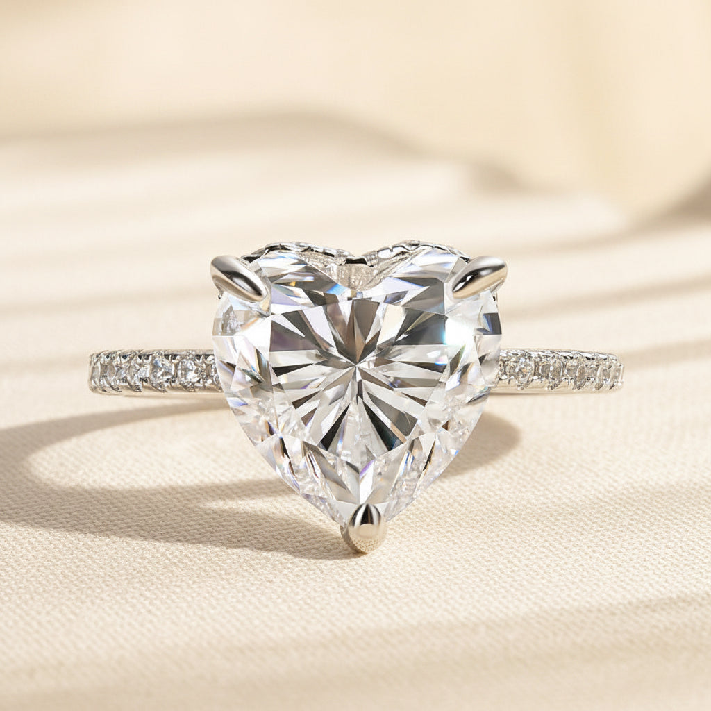 Aurevyn 4.0 Ct Heart Cut White Gold Promise Ring