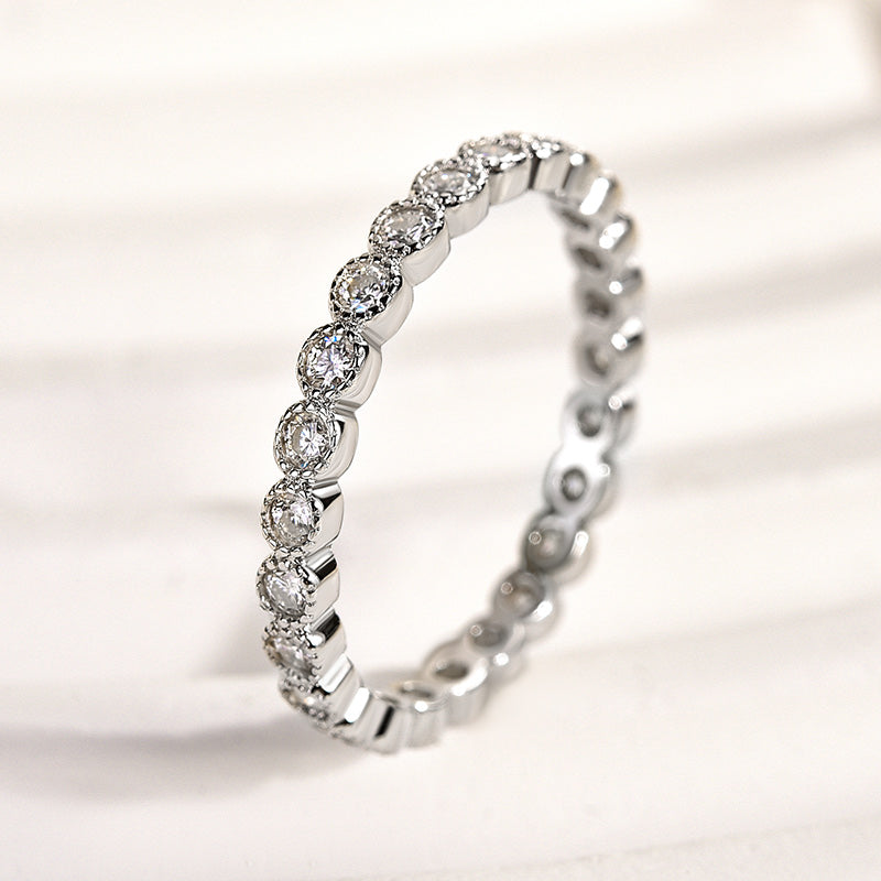 Aurevyn 0.5 Ct Round Cut Pave White Gold Wedding Band
