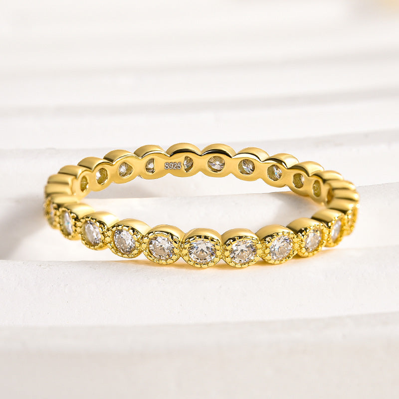 Aurevyn 0.5 Ct Yellow Gold Round Cut Pave Wedding Band
