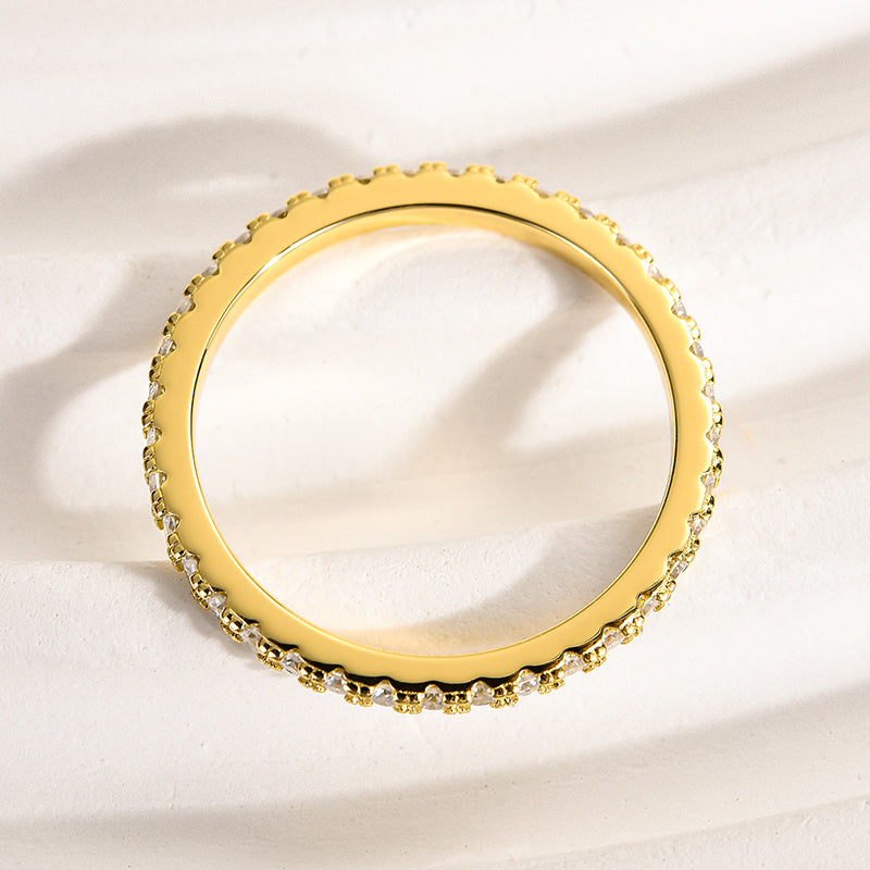 Aurevyn 0.5 Ct Yellow Gold  Full Eternity Thin Wedding Band For Women