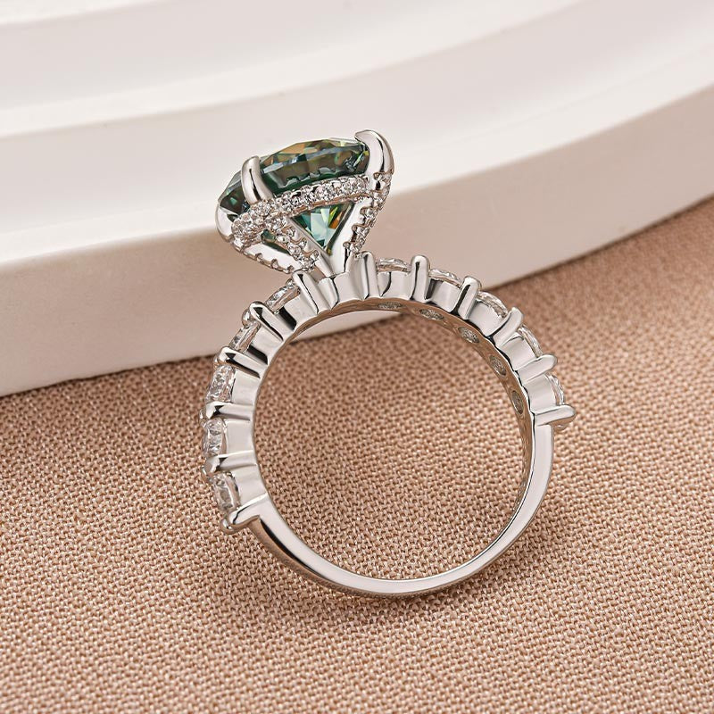 Aurevyn Moissanite 4.0Ct Turquoise Round Cut White Gold Engagement Ring