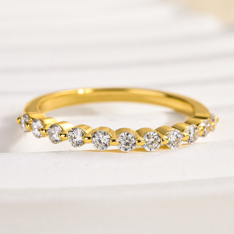 Aurevyn 0.4 Ct Yellow Gold Half Eternity Thin Women's Wedding Band