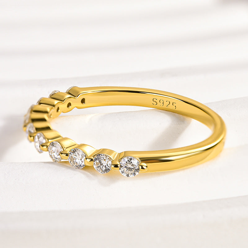 Aurevyn 0.4 Ct Yellow Gold Half Eternity Thin Women's Wedding Band