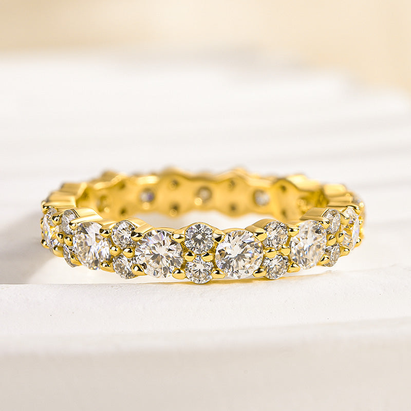 Aurevyn 2.5 Ct Yellow Gold Round Cut Full Wedding Band for Women