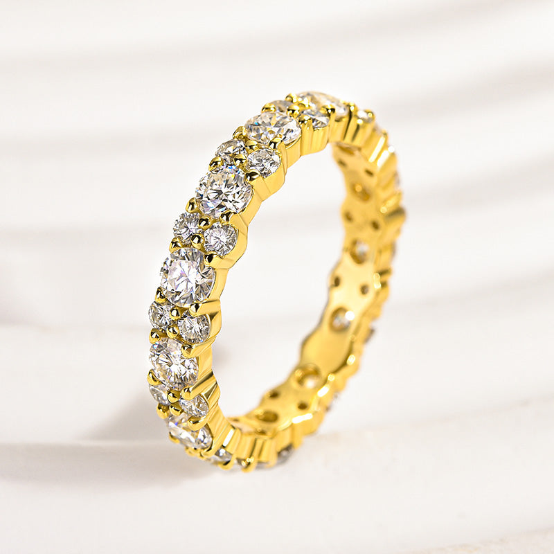 Aurevyn 2.5 Ct Yellow Gold Round Cut Full Wedding Band for Women