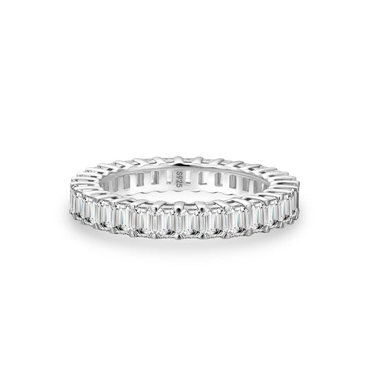 Aurevyn Moissanite 2.5 Ct Emerald Cut Eternity White Gold Wedding Band