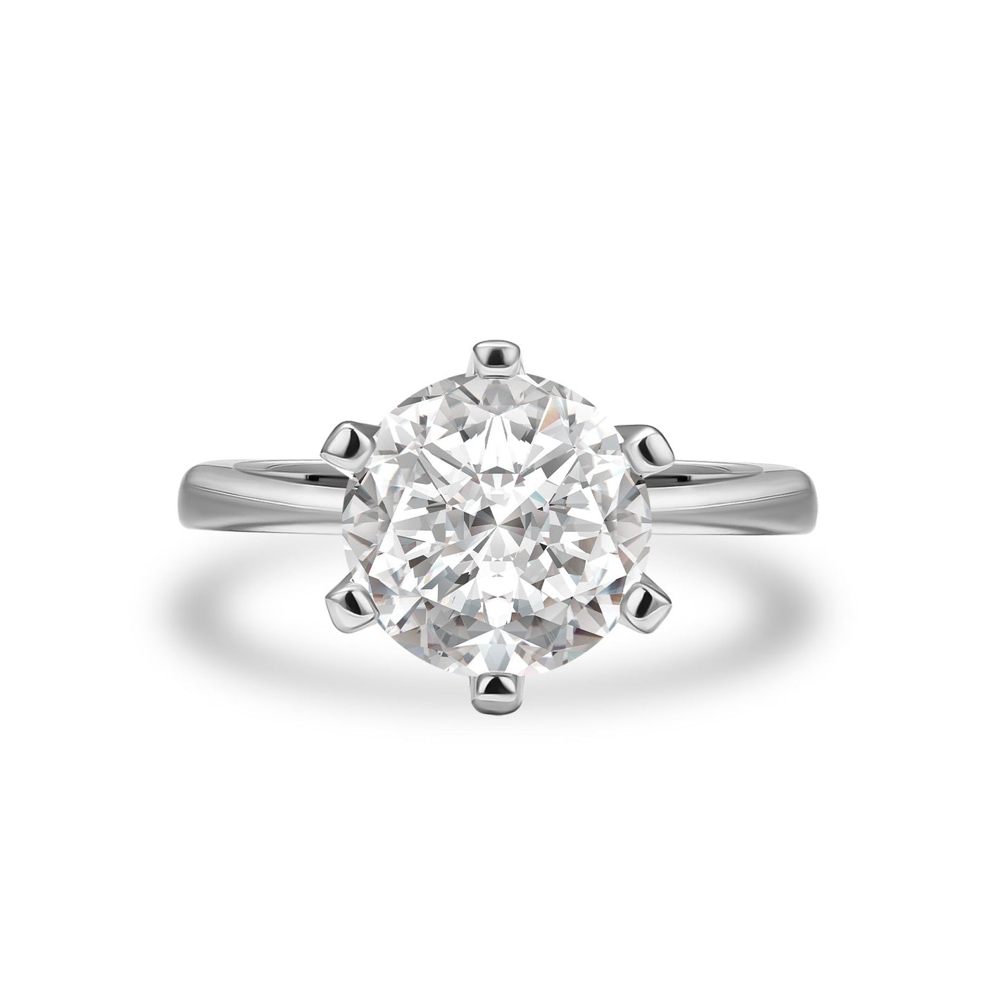 Aurevyn Moissanite 3.0Ct Round Cut Comfort Fit Six Prong Solitaire Engagement Ring