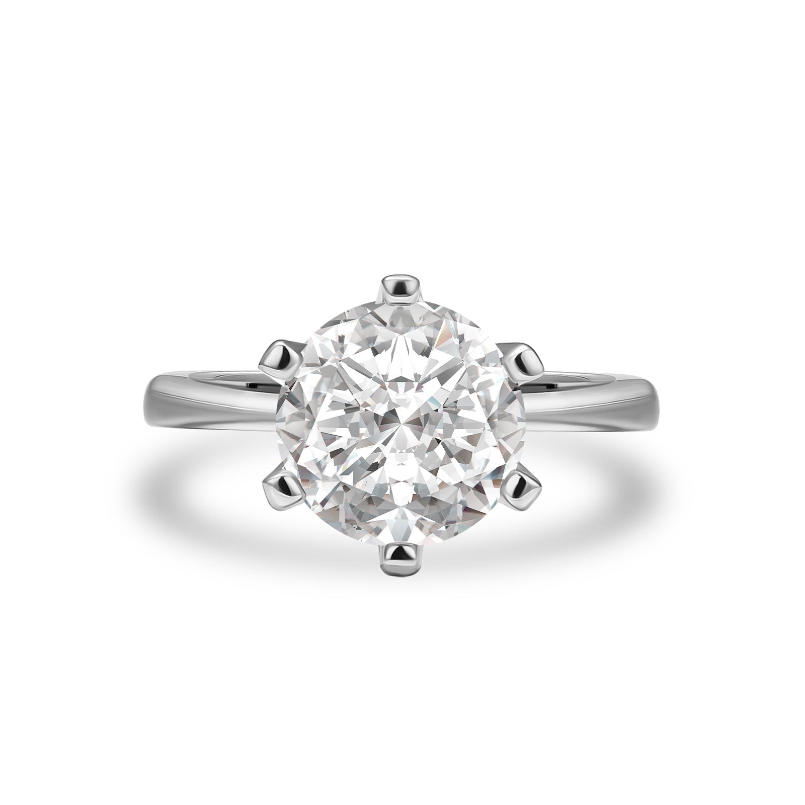 Aurevyn Moissanite 3.0Ct Round Cut Comfort Fit Six Prong Solitaire Engagement Ring