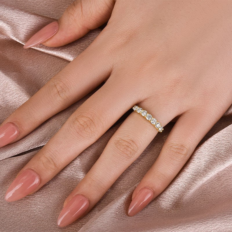 Aurevyn Moissanite 0.7Ct Round Cut Yellow Gold Women's Wedding Band