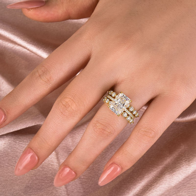 Aurevyn Moissanite 4.5 Ct Radiant Cut Yellow Gold Wedding Ring