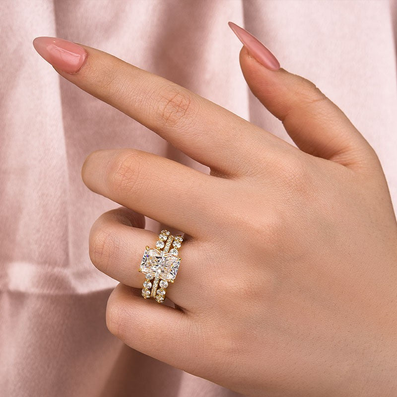 Aurevyn Moissanite 4.5 Ct Radiant Cut Yellow Gold Wedding Ring