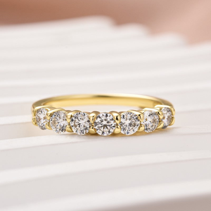 Aurevyn Moissanite 0.7Ct Round Cut Yellow Gold Women's Wedding Band