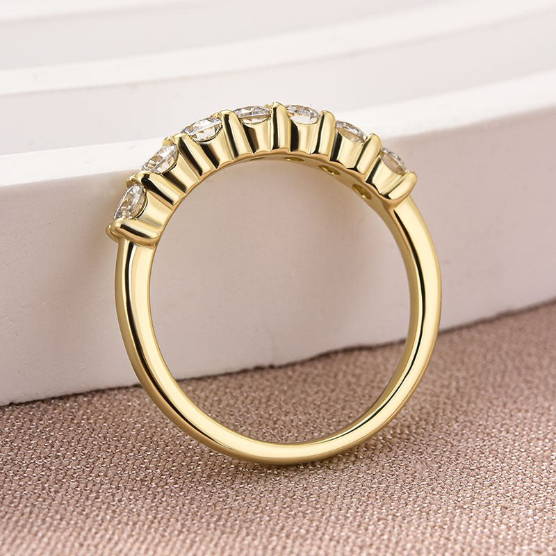 Aurevyn Moissanite 0.7Ct Round Cut Yellow Gold Women's Wedding Band