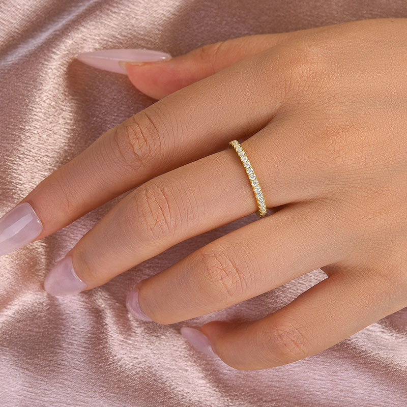 Aurevyn 0.5 Ct Yellow Gold  Full Eternity Thin Wedding Band For Women