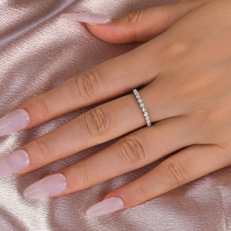 Aurevyn 0.5 Ct Round Cut Pave White Gold Wedding Band