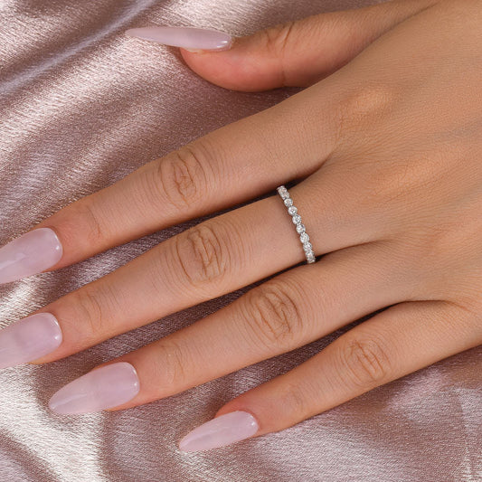 Aurevyn 0.5 Ct Round Cut Pave White Gold Wedding Band