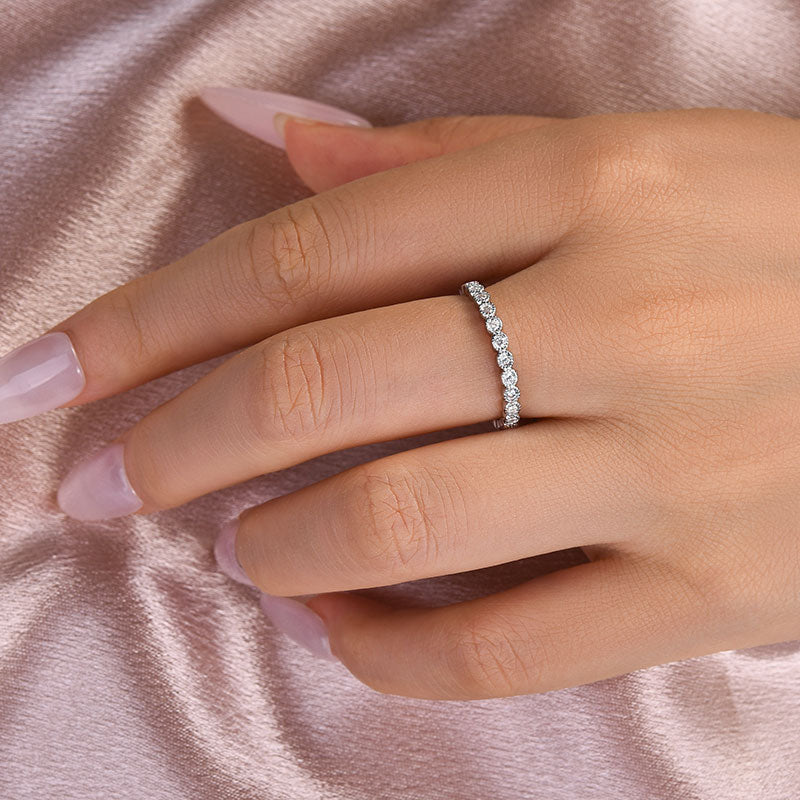 Aurevyn 0.5 Ct Round Cut Pave White Gold Wedding Band