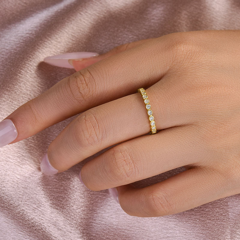 Aurevyn 0.5 Ct Yellow Gold Round Cut Pave Wedding Band