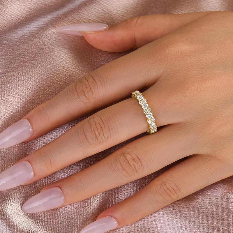 Aurevyn 2.5 Ct Yellow Gold Round Cut Full Wedding Band for Women