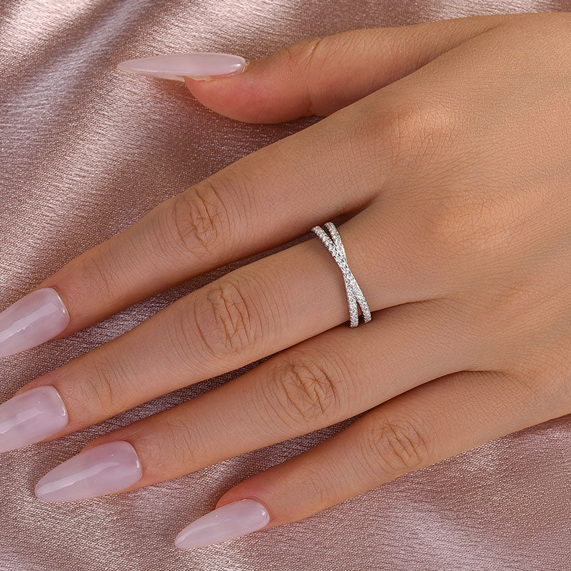 Aurevyn 2.0 Ct  X Criss Cross White Gold Wedding Band