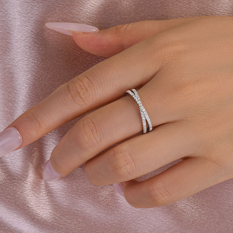 Aurevyn 2.0 Ct  X Criss Cross White Gold Wedding Band