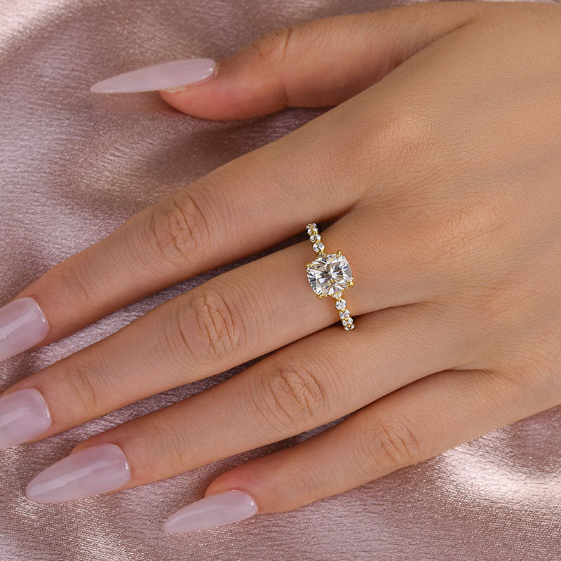 Aurevyn 2.0 Ct Yellow Gold Cushion Cut Bridal Ring