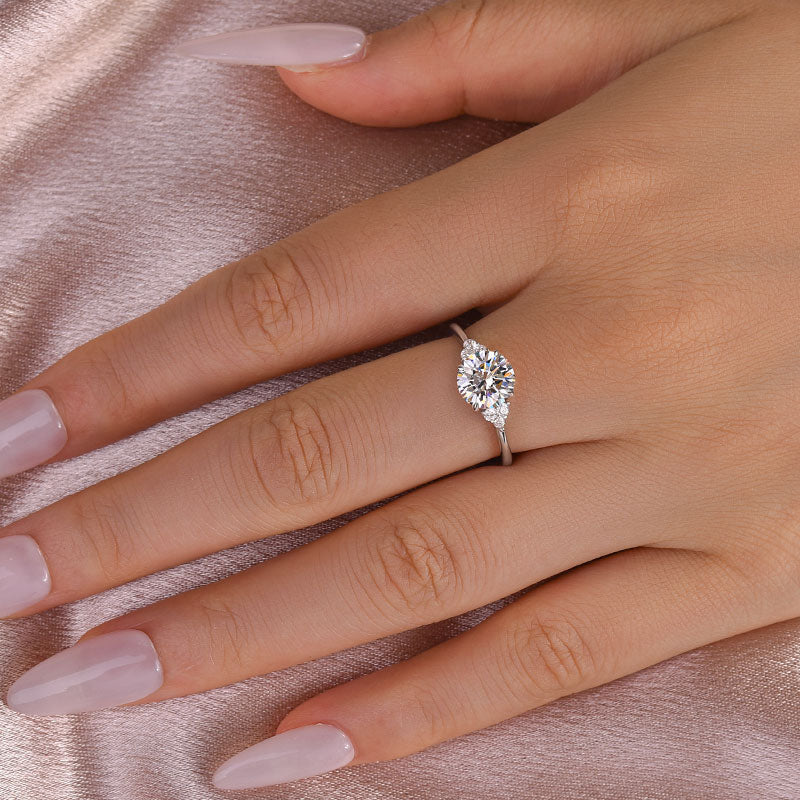 Aurevyn 1.2 Ct Round Cut White Gold Triple Moissanite Diamond Engagement Ring