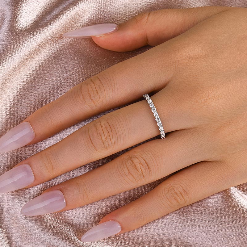 Aurevyn 0.6 Ct White Gold Round Cut Eternity Wedding Band