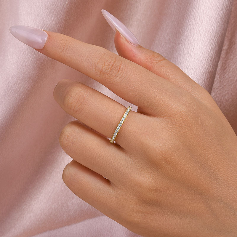 Aurevyn 0.5 Ct Yellow Gold  Full Eternity Thin Wedding Band For Women