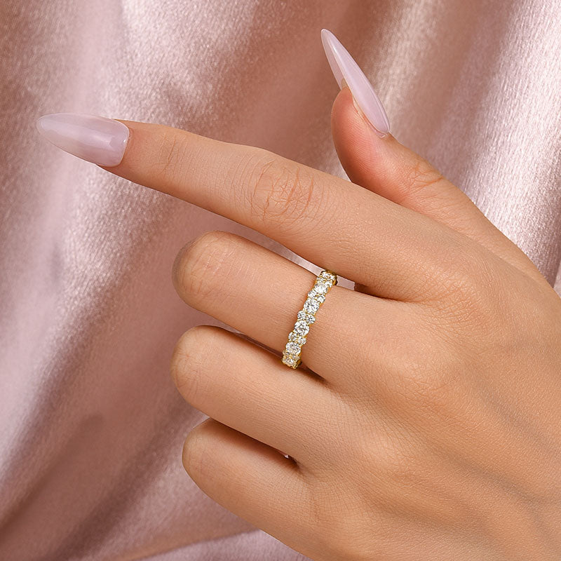 Aurevyn 2.5 Ct Yellow Gold Round Cut Full Wedding Band for Women