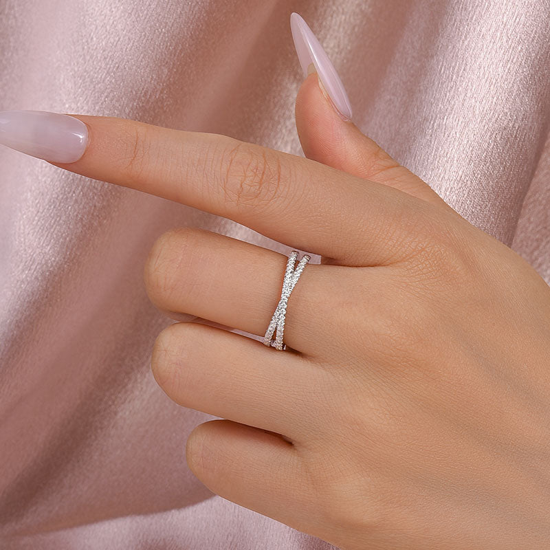 Aurevyn 2.0 Ct  X Criss Cross White Gold Wedding Band