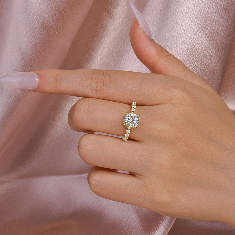 Aurevyn 2.0 Ct Yellow Gold Cushion Cut Bridal Ring
