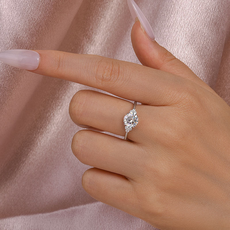Aurevyn 1.2 Ct Round Cut White Gold Triple Moissanite Diamond Engagement Ring