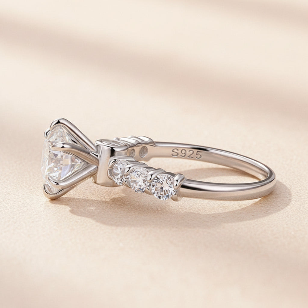Aurevyn Moissanite 2.0 Ct 6 Prong Round Cut White Gold Engagement Ring