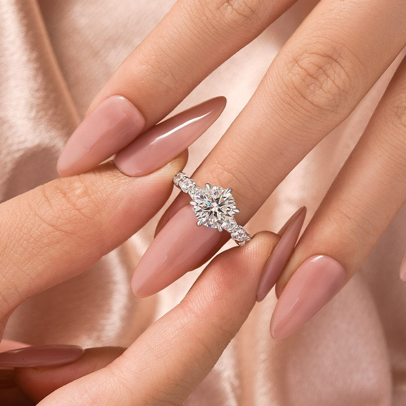 Aurevyn Moissanite 2.0 Ct 6 Prong Round Cut White Gold Engagement Ring