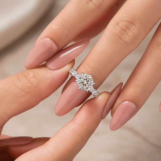 Aurevyn Moissanite 2.0 Ct 6 Prong Round Cut White Gold Engagement Ring