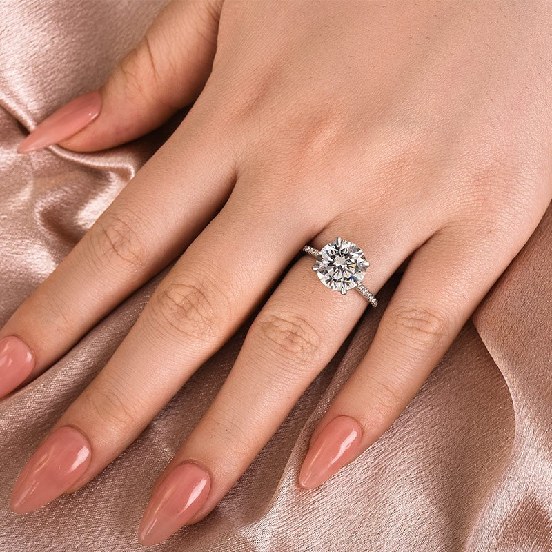 Aurevyn Moissanite 4.0 Ct Round White Gold Pave Engagement Ring