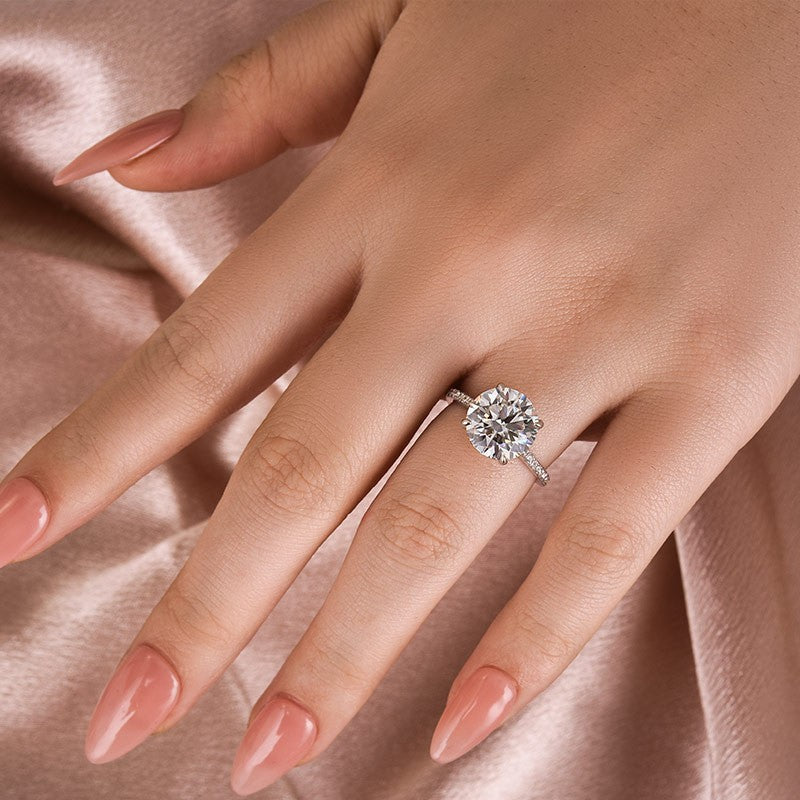 Aurevyn Moissanite 4.0 Ct Round White Gold Pave Engagement Ring