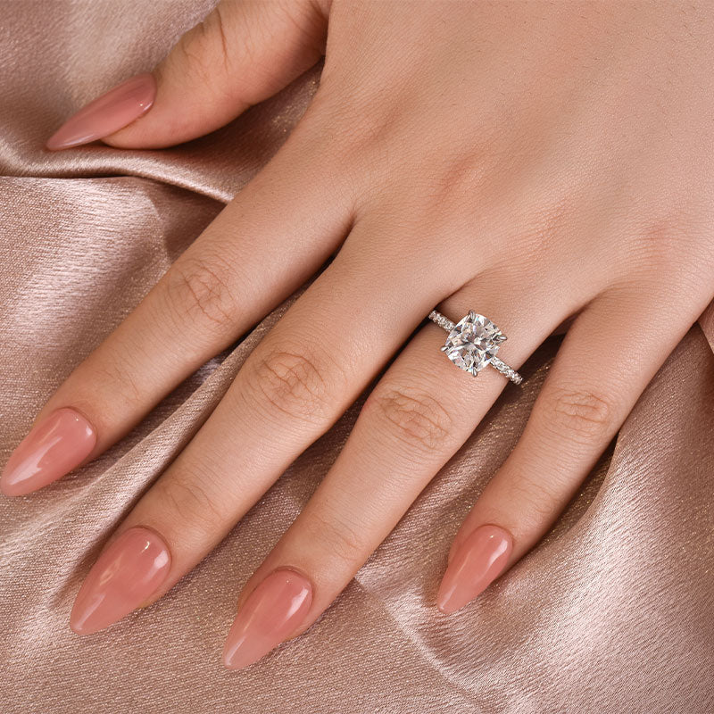 Aurevyn 3.0 Ct Cushion Cut White Gold Engagement Ring For Women