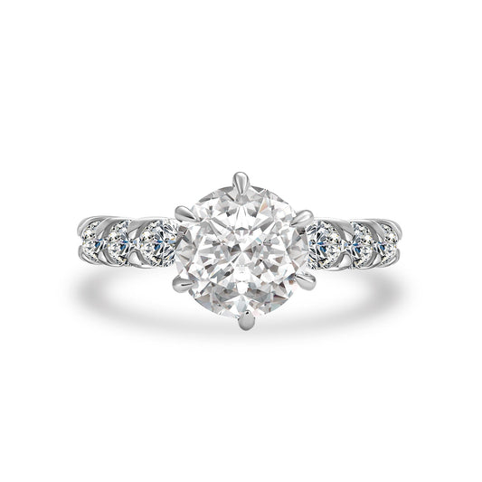 Aurevyn Moissanite 2.0 Ct 6 Prong Round Cut White Gold Engagement Ring
