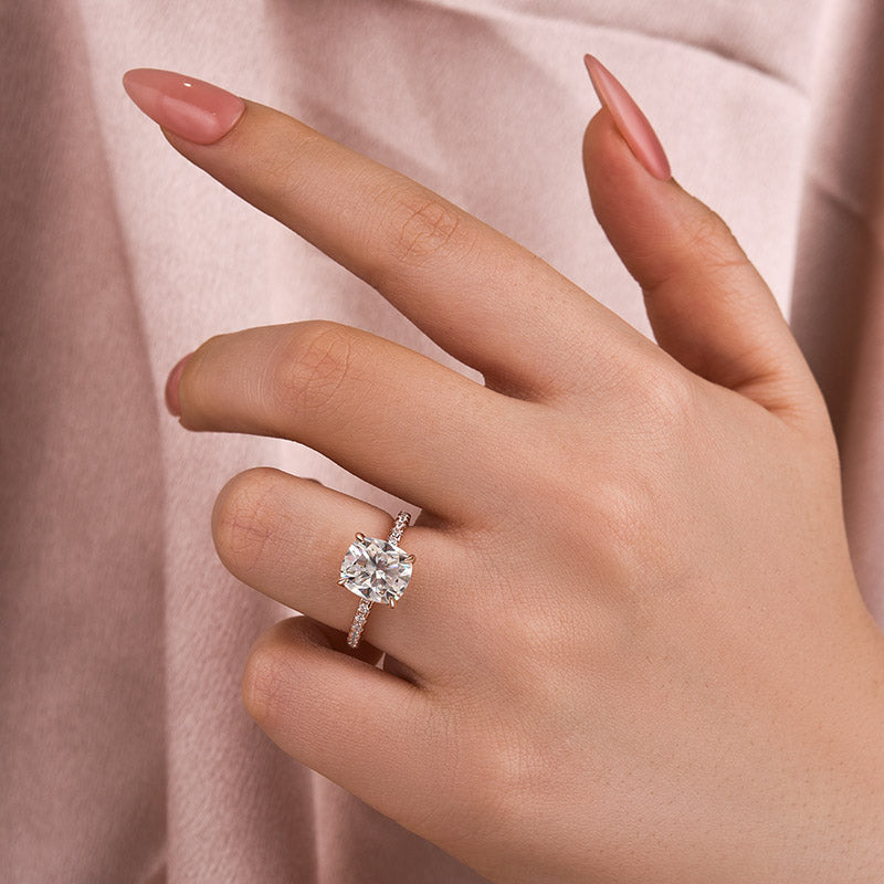 Aurevyn 3.0 Ct Cushion Cut Rose Gold Engagement Ring For Women