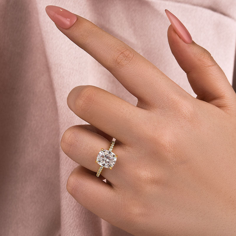 Aurevyn 3.0 Ct Cushion Cut Yellow Gold Engagement Ring For Women