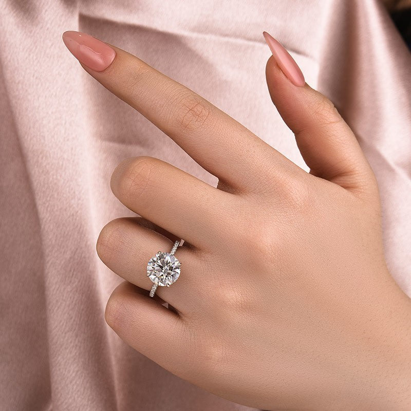 Aurevyn Moissanite 4.0 Ct Round White Gold Pave Engagement Ring